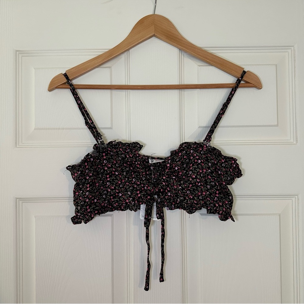 Free People Black and Pink Floral Camisole